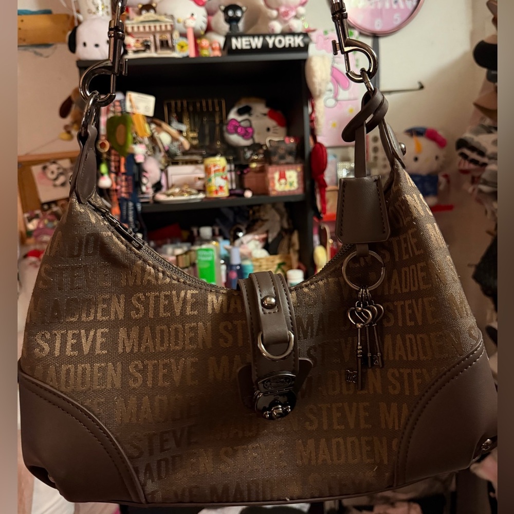Steve Madden Brown Logo Hobo Shoulder Bag